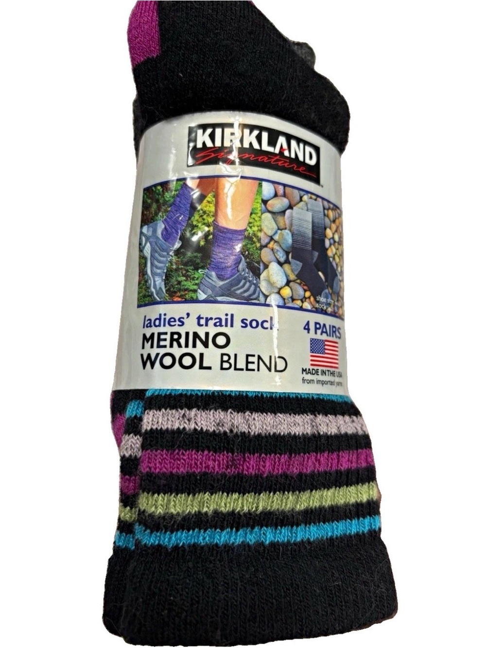 Kirkland Signature Women’s Merino Wool Blend Cushioned Crew Socks 4 Pair